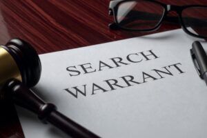 Search warrant document in a Phoenix criminal defense law office