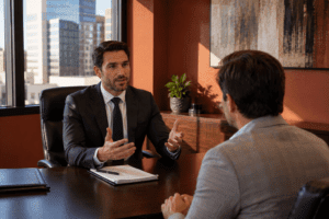 Phoenix criminal defense lawyer explaining separate defense strategies to a client charged with a co-defendant